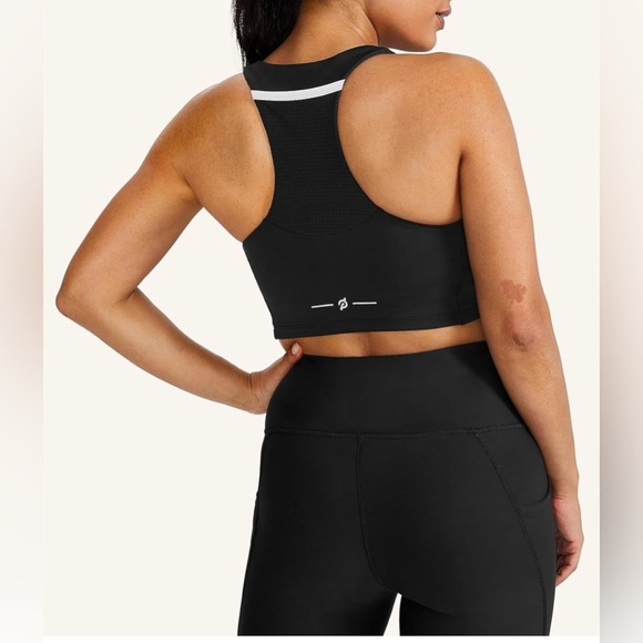 Peloton Black Racer Back Sports Bra w/Back Pocket Pouch Women’s Size Large - Picture 3 of 13
